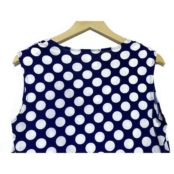 Jennie and Maris Top Women's Size Large Pullover Sleeveless Blue w/White Dots - Picture 4 of 6